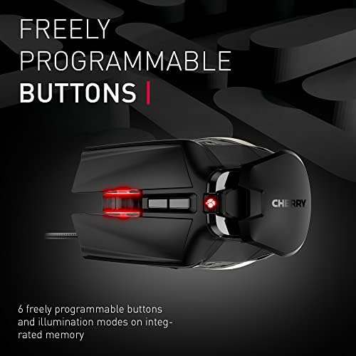Cherry MC 9620 FPS, mouse de jogos com fio, sensor óptico de 12.000 dpi de alta precisão, retroilumação de RGB, mouse programável