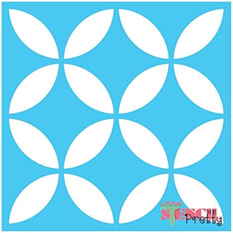 Sakae Japanese Tile Stêncil Padrão geométrico Melhor estênceis grandes reutilizáveis ​​de vinil para pintar em paredes, telas, madeira,