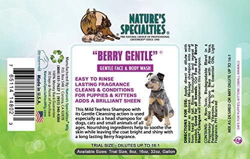 Especialidades da natureza Berry Berry Gentle Ultra Concentrado Facas e Lavagem Corporal Para Animais de Petos, Faz até 4 galões,