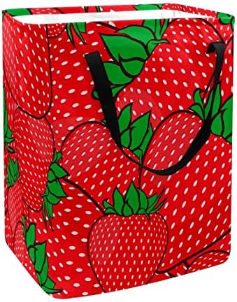 Red Strawberry Pattern Print Print Collapsible Laundry Horse, 60l de lavanderia à prova d'água de lavagem de roupas de roupas de roupas