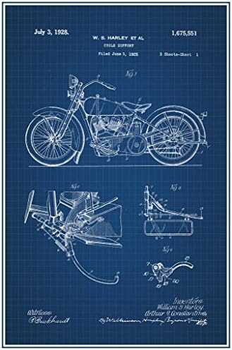 Laminado 1928 Motocicleta Patente Oficial de Patente Poster Deca Apair Deca Setra 16x24