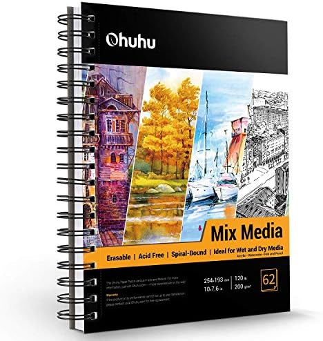 OHUHU 6 marcadores de álcool cinza Dica de largura + 10x7,6 Media Media Art Sketchbook