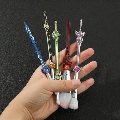 WSTCCOS 5PCS MAGUEP BURCH STIP KAWAII Anime Genshin Impact Cosplay Props Foundation Brushes Brush Sombrow Set Fools Make