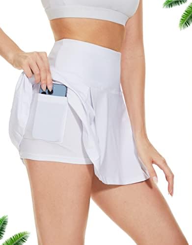 Beschte Womens Pleated Tennis Salia Saias de Golfe para Mulheres com Bolsões Shorts Mini Skorts Atléticos de Coloque High Wisteiro