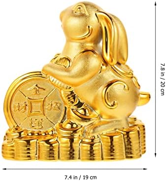 Besportble feng shui chinês zodíaco coelho piggy banco 2023 ano novo coin bancos coelho ano estatuetas colecionáveis ​​decoração de dinheiro decorativo bancos de ouro decoração de moeda de ouro b
