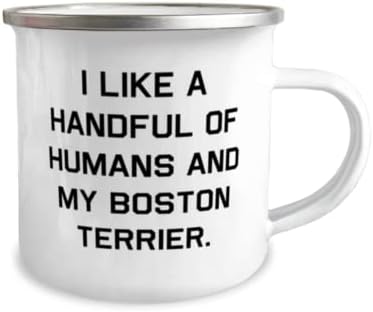 Presentes engraçados de cães de Boston Terrier, eu gosto de um punhado de humanos e do meu Boston Terrier, caneca