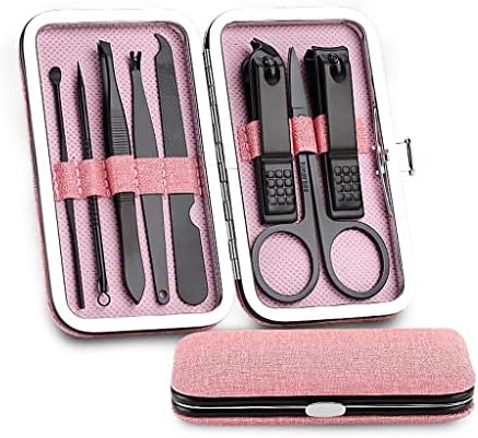 MJWDP Aço inoxidável prego Clippers Manicure Tool Pedicure Conjuntos com trava de botão para homem 8 peças