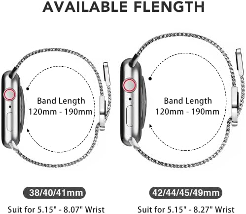 2 pacote de malha de malha Magnética Banda compatível com Apple Watch Band 42mm 44mm 45mm 49mm, aço inoxidável milanês, faixa