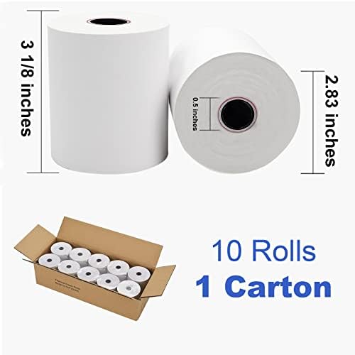 SJPACK 30 Rolls Paper térmico 3 1/8 x 230ft Papel de recebimento POS, Cash Register Rolo TM-T88 T-20 T-90 SRP-350 370