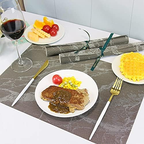 BestJing Placemats para mesa de jantar Conjunto de 4, tapetes de mesa de vinil placemats de tecido, lavagem e limpe