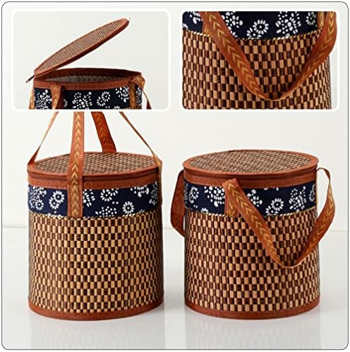 Luxshiny Wedding Basket Bamboo Storage Contêiner com tampa de flores cesto de meninas cestas de armazenamento redondo cesta de frutas
