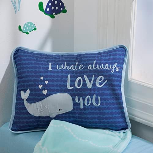 Lambs e Ivy Oceania Decorativa Pillow - Baleia Oceano Azul