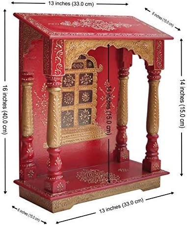 Templo de madeira, puja mandir, templo para casa, Pooja Mandir, Pooja Mandir para casa com suástica, feita com madeira e com obras
