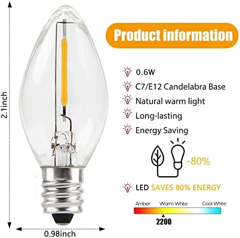 Cordão acessório de Pallerina com uma lâmpada LED, cordão branco com tampões de interruptor ligado/desligado, luzes LED C7 de 6