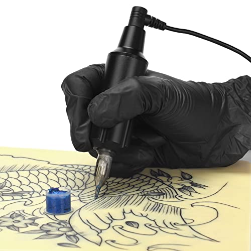 Máquina de tatuagem de motor, caneta de tatuagem rotativa, motor de copo oco, interface RCA, caneta curta de liga de alumínio eletroplatada, preto