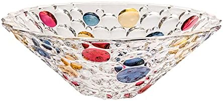 Presentes mundiais Coleção Lisboa Modern Bohemian Crystal Mandled Decorative Bowl - tigela de 12 polegadas, círculos