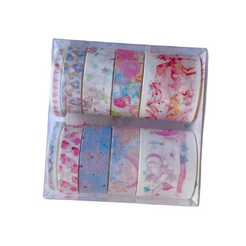 Hussatop 10 Rolls Fita de máscara de washi fofa, encantadora fita decorativa de desenho animado para mulheres meninas,