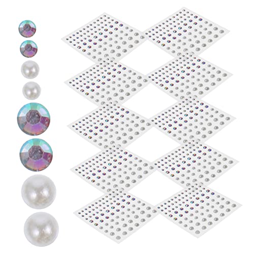 Sewacc 40 lençóis sinfonia perels adesivos para unhas diamantes shornestones gems para crianças maquiagem jóias adesivas