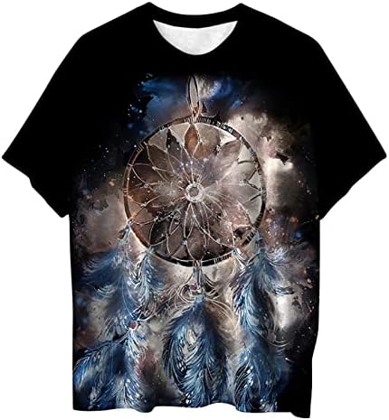 Camisa de pescoço redondo de manga curta feminina de tamanho grande 3D Trendy Print Graphic Bloups Bloups Loose Casual Tshirt