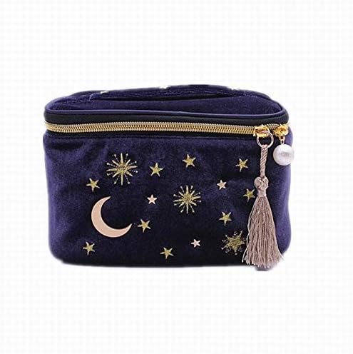 Shirenhua estrela fofa estrela bordada de veludo bordado Bolsa de cosméticos Viagem Moda feminina Cosméticos Bolsa de maquiagem de