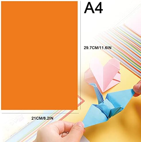 Papel de estoque de cartões de 10 cores, papel de origami, papel A4 colorido de dupla face, papel de construção vibrante