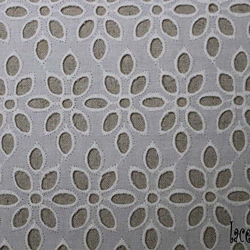 Broderie Anglaise Cotton Eyelet Lace Fabric Ivory 140cm -pelo quintal YH1483