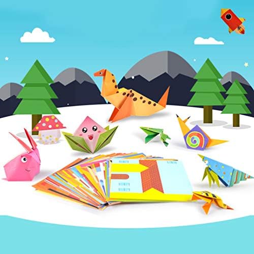Documentos de papel de nuobesty 2 Desenta Kits Kit de origami Vivid Dobing Paper Instructional Origami Book para 3 a 6 crianças adultos iniciantes que treinam aulas de artesanato escolares Oragami origami