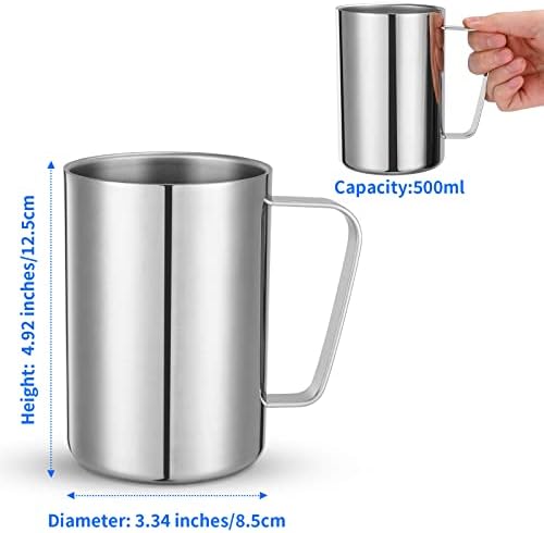Luvtree 2-Pack 500ml Aço inoxidável caneca isolada de parede dupla com alça adequada para bebidas quentes e frias, como leite/café/suco/chá, lava-louças