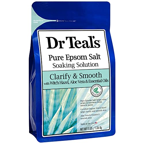 O sal de Epsom puro do Dr. Teal, esclarecer e suave com avelã e aloe vera, 3 libras