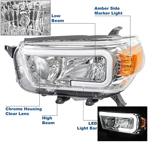 ZMAUTOPTS LED FARECTROS DO TUBO CHROMES CROMOM C/6.25 LED branco DRL compatível com 2010-2013 Toyota 4Runner