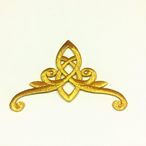 Patch Portal Gold Celtic Knot de 4,3 polegadas Apliques bordados de coroa Golden Trindade