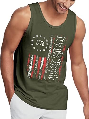 Tanques de bandeira americana masculina Tops 1776 4 de julho camisas casuais Tanques de treino de ginástica sem mangas
