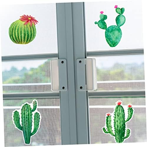 ABAODAM 12PCS Cactus adesivos decorativos Anti -Colision Starters para automóveis de fotos de fotos adesivos de plantas suculentas adesivas de tela de tela PVC Adesivos de janela de tela verde