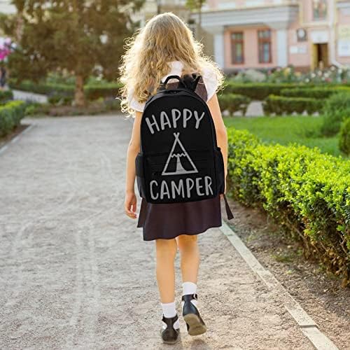 Happy Camper Travel Backpack Aesthetic College Bookbag clássico Daypacks Bolsa de trabalho de ombro para homens