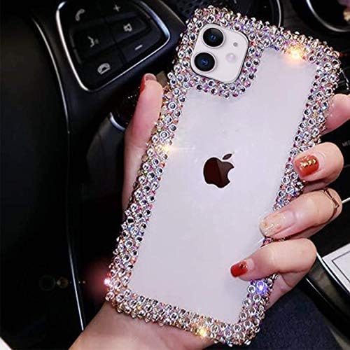 Bonitec Jesiya compatível com iPhone 12 Case 3D Luxuja brilho Sparkle Bling Case de luxo de cristal brilhante shiny shiny shiny diaml bumper charer protetor capa clara para mulheres