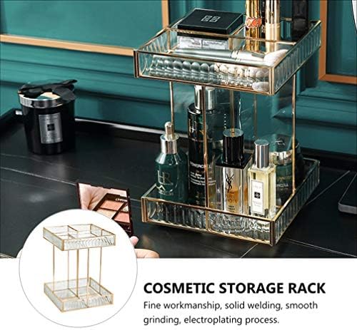 Cabilock Makeup Storage Shelf Organizer 2 Cosmetic Stand Stand Comparação Brush Makeup Rack de garrafa de garrafa de estoque de armazenamento de ouro de 360 ​​graus rotativo