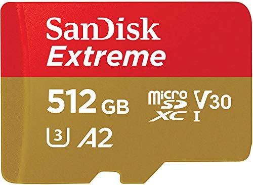 Sandisk Micro SD Extreme 512GB Cartão de memória para GoPro trabalha com o pacote GoPro Hero 10 Action Action Camera 10 com tudo, exceto Stromboli MicrosDXC & SD Card Reader
