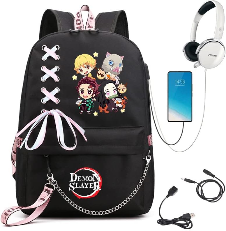 Millment Anime Backpack School Backpack Laptop Bag Large Casual Daypack com lápis