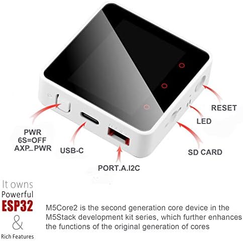 Makerfocus M5Stack Core2 Esp32 Kit de desenvolvimento de 2ª geração Dispositivo núcleo CP2104 MPU 6886 Bluetooth embutido com núcleo duplo de 32 bits 240mHz LX6 Processadores 16MB Flash 8MB PSRAM para Duino UIFLOW
