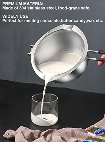 Pote de caldeira dupla 1200ml/1.1qt, caldeirão de chocolate em aço inoxidável para derreter chocolate, doce, vela, sabão, cera