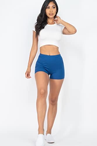 Shorts ativos básicos para mulheres de Edgelulu - cintura elástica leve leve, elástico, estirando calças de bicicleta de