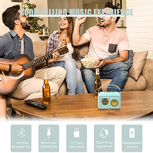 Alto -falante Aresrora Retro Bluetooth, decoração vintage, mini -alto -falante sem fio Bluetooth estilo antigo para o