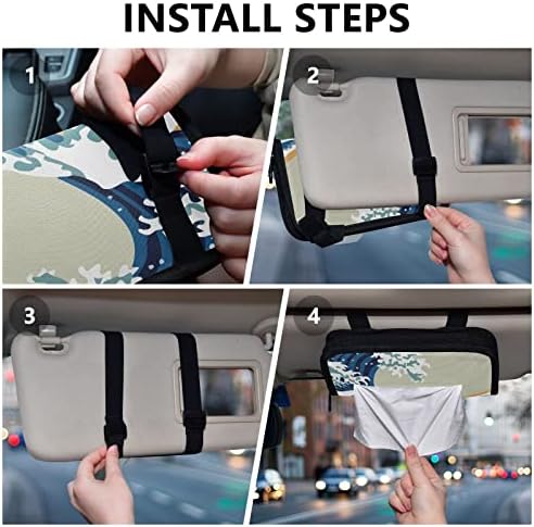 Titular do tecido do carro Ukiyo-e-Japenese-Big-Big-Wave-Art Dispense Dispense Napker Holder Backseat Tissue Case