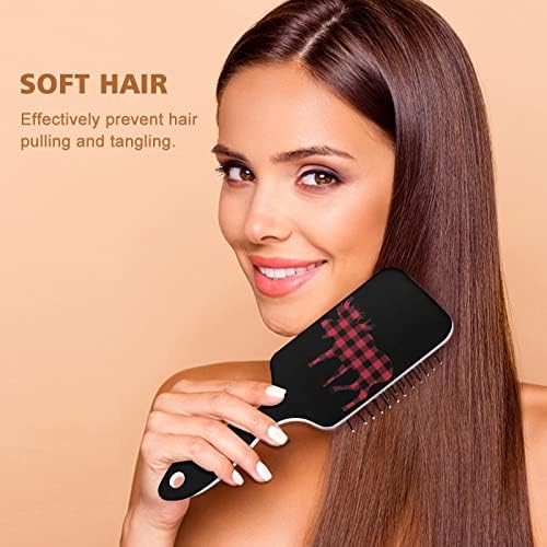 Plaid Moose Lumberjack Red Black Hair Brush Brecha Crega de ar almofada de ar para homens Presente de cabelo para mulheres