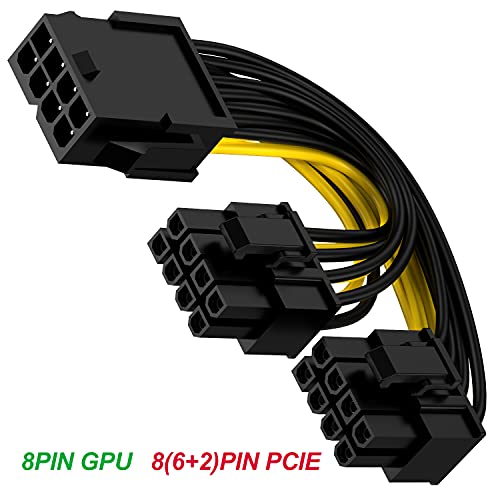 Pingping GPU VGA PCIE 8 pinos fêmea a dual 8 pinos PCI macho PCI Express Adapter Splitter Power Cable 18awg 9 polegadas