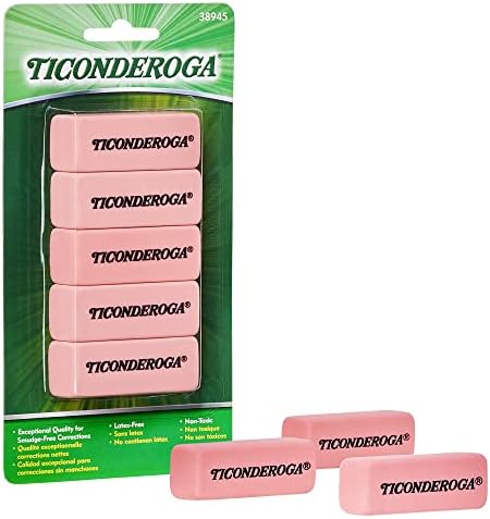 Apagadoras de cravo rosa Ticonderoga, cunha, média, rosa, 5 pacote