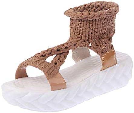 Gwtaech malha cunha sandálias para mulheres elásticas de tornozelo