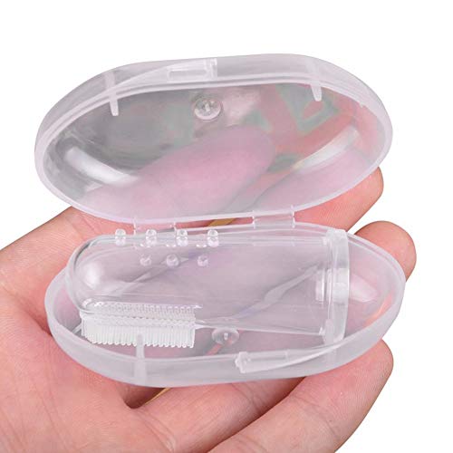 Akoak 1 embalagem útil escova de dentes de dedo de bebê útil Treinamento de dentes de silicone macio com caixa de