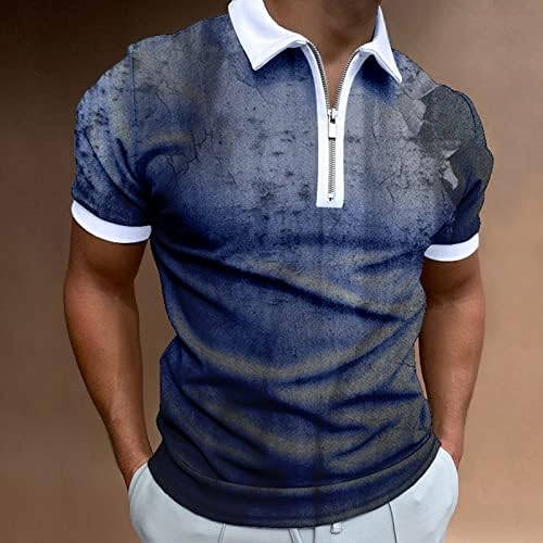 Polos de golfe para homens performance nova camisa com zíper em zíper 3D gradiente personalizado de gradiente de forma solteira para