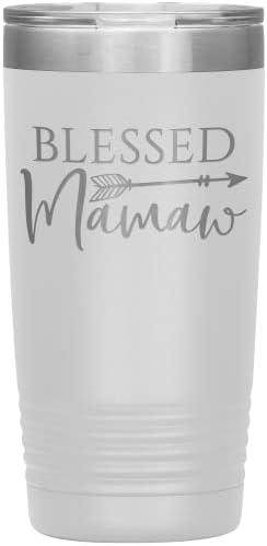 Abençoado Mamaw Tumbler - Presente de Mamaw - 20 onças de aço inoxidável com 20 onças de aço inoxidável coral